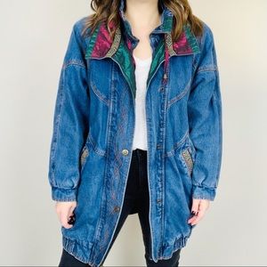 VINTAGE Denim Parka Jacket M Western Jean 80’s